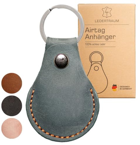 LEDERTRAUM Airtag Anhänger ECHT-Leder in türkis, Schlüsselanhänger aus Leder, Airtags Hülle kompatibel mit Apple, Schlüsselanhänger (türkis)