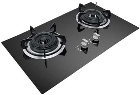 forestalk Gas Cooktop, 2 Burners Gas Hob, Black Tempered Glass Gas Cooktop, Built-In Gas Hob,Natural Gas(Color:liquefied gas)