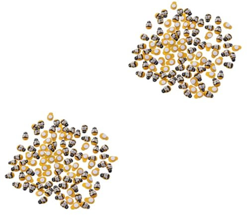 SEWACC 200stücke Unfertige Holz-Bienen-Patches Bastelmaterial Für Junge Mädchen Handbemalte Ornamente Holzstückchen Für Kreative Projekte Gelb