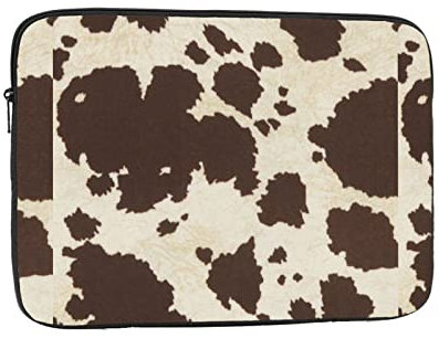 Jbyjbx Laptoptasche mit Kuhfell-Druck, wasserabweisend, für Computer, schmales Notebook, Schwarz, 12 inch