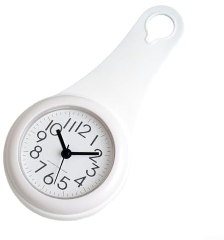 Homefurnishmall Orologio da parete, silenzioso, piccolo, digitale, senza ticchettio, funzionamento a batteria, impermeabile, orologio da parete per cucina, doccia e bagno (bianco)