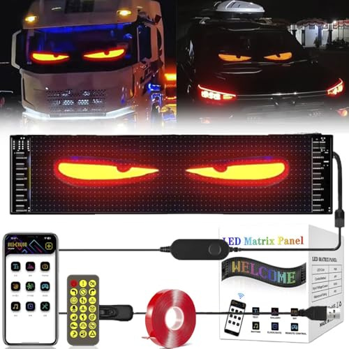 LED Augen für Lkw und Auto, Devil Eyes, Großer Programmierbarer Flex Display, DIY Auto Dynamische LED Smart Bunte Augenlampe Soft Screen (102 * 348mm)