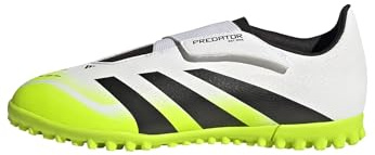 Adidas Unisex Kinder Predator Club Hook and Loop Turf Football Boots Kids, FTWR White/core Black/Lucid Lemon, 33 1/2 EU