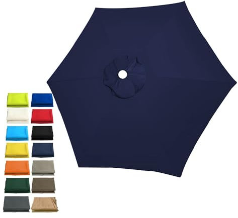 Toile de rechange imperméable pour parasol de terrasse, table de marché, parasol de piscine, 2,70 m, bleu foncé