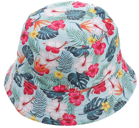 BESTYASH Tropischer Blumenmuster Eimerhut Damen, Sonnenschutz Fischerhut FüR Strandurlaub, Atmungsaktiver Sommerhut FüR Reisen Und Outdoor-AktivitäTen