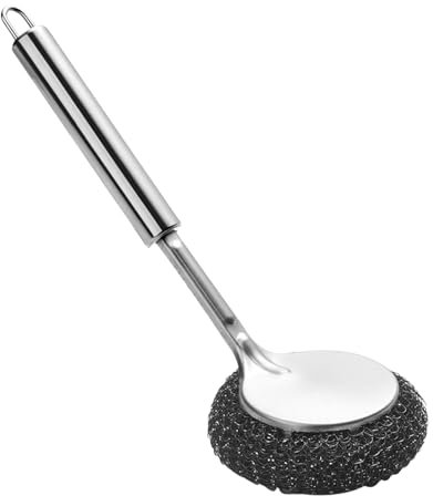 Mango De Acero Inoxidable Para Fregar, Cepillo Para Lavar Platos, Sartenes, Fregar Parrillas Para Barbacoa, Fregaderos De Limpieza De Metales, Limpiador De Platos, Manchas Difíciles, Sartén Con Agarre