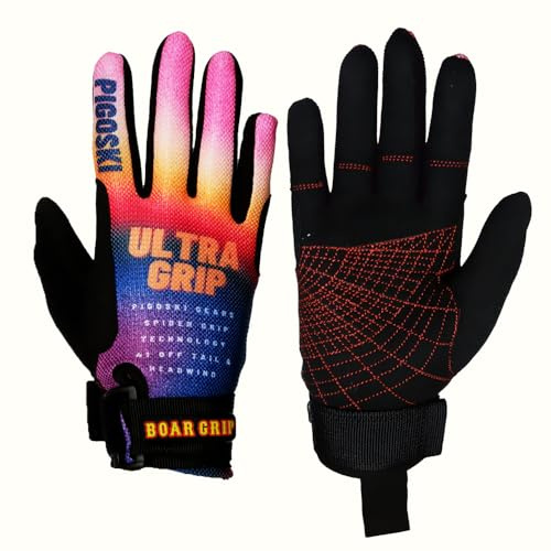 PIGOSKI Ultra Lightweight Water Ski Gloves UV Protection Kayaking Gloves Men Women Breathable Full Finger Neoprene with Anti-Slip Grip for Water Sports