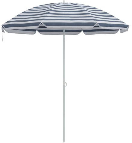 vidaXL Parasol de Plage avec Pied en Aluminium Bleu et Blanc 300 cm