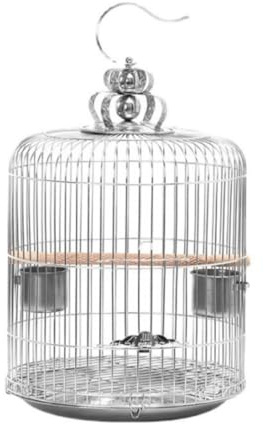 Papageienkäfig Vogelkäfige, Rund, Aus Metall, Vogelkäfig Aus Edelstahl, Großer Vogelhäuschenträger Für Den Hausgarten Für Drinnen Draußen(36cm)