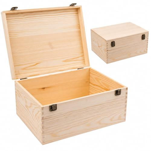 YFNVH Holzkiste mit Deckel, Aufbewahrungsbox 33 x 25 x 16,5 cm | Aufbewahrungsbox Unlackierte Holzbox mit Scharnierdeckel Holzkisten für DIY-Projekte, Aufbewahrungsbox din a4 holz