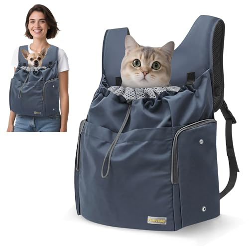 ALLSOPETS Hunderucksack Vorne, Verstellbarer Haustier Rucksack für Kleine Hunde und Katzen, Atmungsaktive Tragetasche für Reisen Wandern Outdoor (Nebelblau)