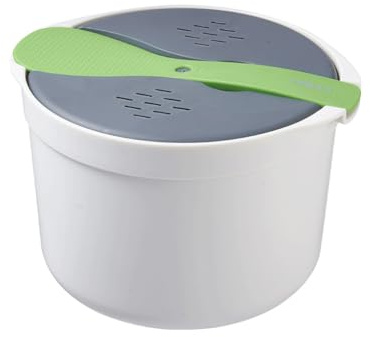 KIXZSAZ Olla arrocera y olla para granos para microondas, prepara arroz y granos con facilidad, olla arrocera PP con pala y tapa, fácil de usar