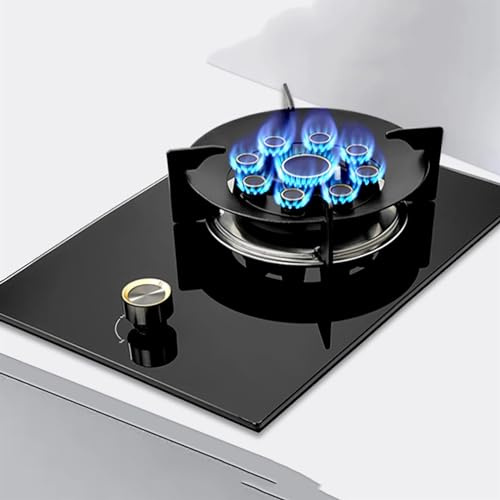 Plaque de cuisson à gaz, cuisinière à gaz encastrable 33 cm, brûleur wok à 9 chambres de 5,2 kW avec protection anti-extinction, protection anti-fuite de gaz, kit GPL/gaz naturel (taille: NG)(LPG)