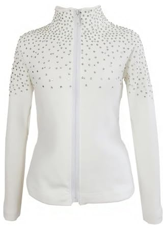 LIUHUO Chaqueta de patinaje sobre hielo para niñas y mujeres, forro polar elástico, para entrenamiento, patinaje artístico, blanco, 4-6 años