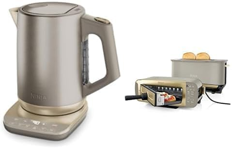 Ninja Perfect Temperature Bouilloire, ébullition rapide, KT201EUSTGD + Ninja Foodi 3-en-1, Grille-Pain, Grill et Presse-panini, 7 Fonctions de Cuisson, inclut un Presse-panini, ST202EUSTGD
