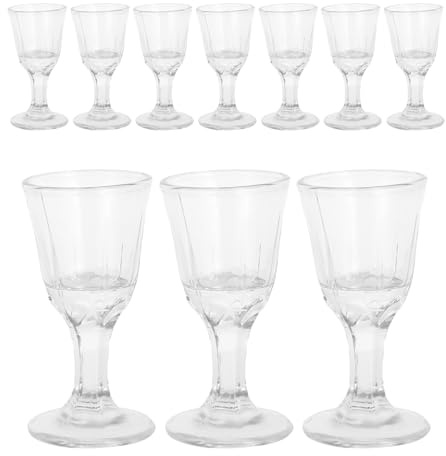 Mipcase Set 10 Pezzi Bicchieri da Liquore in Vetro 10 Ml Bicchieri da Vino e Whisky Base Stabile e Bordo Arrotondato per Aperitivi e Uso Domestico