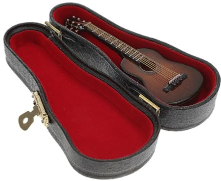 Hohopeti Mini Chitarra Decorazione in Legno 8Cm Riproduzione di Chitarra in Miniatura per Ornamento Casa e Regalo Creativo