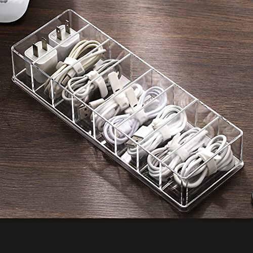 2pcs Cord Organizer,Charger Cable Cord Storage Organizer Box, Desktop Data Cable Storage Box See Through Charge Cables Organizers Boxs Electronic Accessories Case