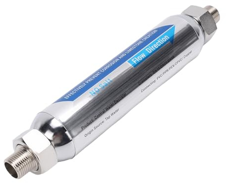 Luocute Descalcificador de Agua, Inhibidor de Incrustaciones de Acero Inoxidable para Toda la Casa con de Polarización de Iones IPS para Tuberías CPVC PVC PEX Cobre PPR, Filtración