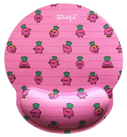WONDEE Mr Wonderful Tapis de Souris en Gel avec Repose-Poignet Design Betterave Rouge – Tapis de Souris Ergonomique avec Repose-Poignet – Cadeau pour Filles et Femmes