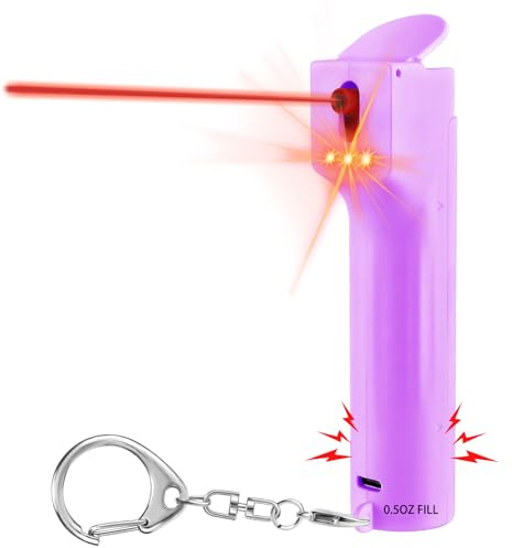 3-in-1 Alarme Personnelle et Spray Gel pour Femmes, Marquage UV Invisible et Colorant Rouges, Sirène 140dB, 3 Stroboscopiques Rouges, Anti-Vent 3-4M, Recharge Cartouche, Rechargeable