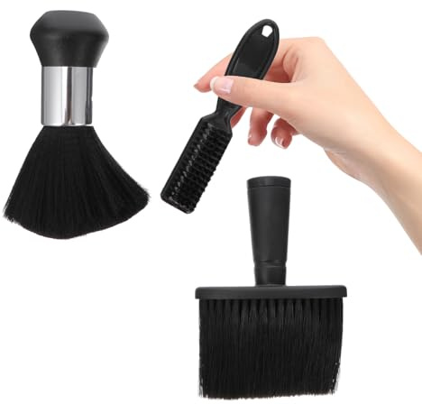KICHOUSE Ensemble de 3 Brosses à Cheveux Cassées et Plumeaux de Cou, Outils de Coiffure pour Nettoyage et Coupe en Salon Professionnel