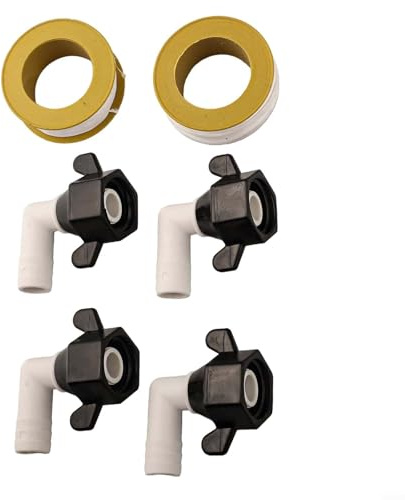MIKMLYZE 4-Pack RV Water Pump Fittings 1/2 Inch Barb x 1/4 NPT Swivel Elbow and Straight Adapter, 360 Degree Rotatable Nylon Hose Connector with Sealing Tape for Camper