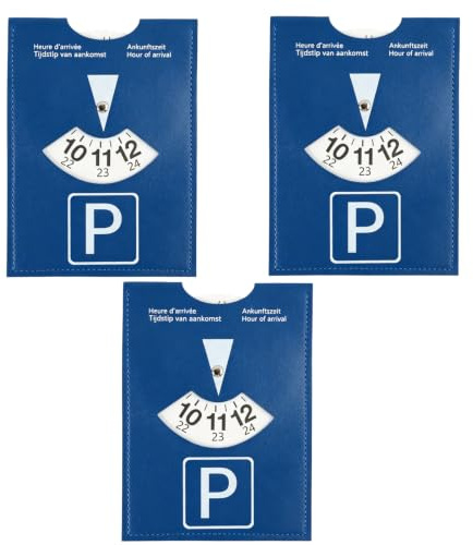 3 unidades de disco de estacionamiento de lujo de piel sintética suave azul, diseño suave al tacto, adecuado para todos los vehículos en Europa. Con material duradero para coches, motocicletas y