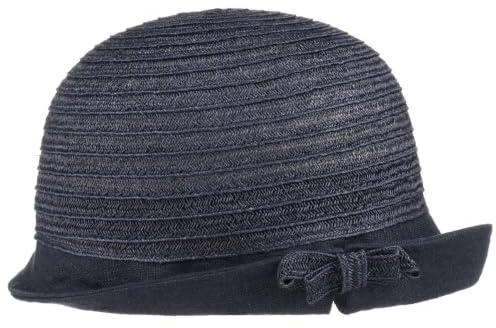 bedacht Linda Hanf-Leinen Glockenhut Damenglocke Hut Stoffhut Leinenhut Strohhut Hanfhut Sommerhut Damen - Made in Italy Sonnenhut Damenhut Sommer Frühling-Sommer - One Size dunkelblau