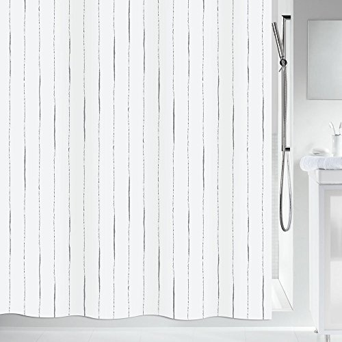 Spirella Anti-Schimmel Duschvorhang - Anti-Bakteriell, waschbar, wasserdicht - Polyester, „Primo “ 180x200cm Grau