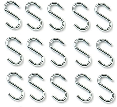 Merriway BH04903 (50 Pcs) Kitchen S-Hook Steel BZP 25mm 2.4mm Gauge - Pack of 50 Pieces