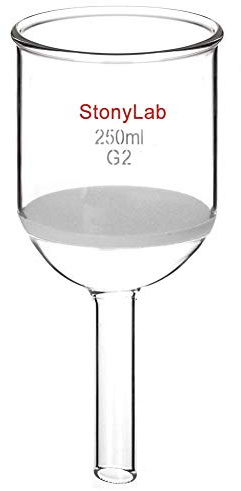 StonyLab Imbuto Filtrante Buchner in Vetro Borosilicato con Fritta Media (G2), Diametro Interno 76mm, Profondità 80mm (250 mL)