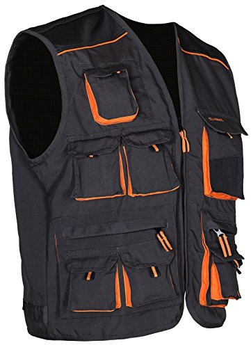 ART.MAS Classic arbetsväst för män – robust verktygsväst med 9 fickor, kanvas 270 g/m², dragkedja, förstärkta fickor 600D, hantverkarväst för bygg, verkstad, montering