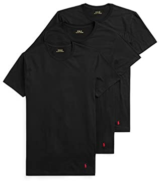 Polo Ralph Lauren Underwear Men's Classic Fit Cotton Crew Tee 3 Pack, Polo Black, S