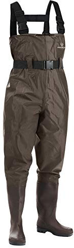 FISHINGSIR Wathose zum Angeln mit Gürtel – 100% wasserdicht Nylon und PVC – Latzhose Größe 38 bis 46