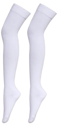Bestjybt Women Thigh High Socks Cotton Warm Over the Knee Socks Long Knee High Boot Stockings Leg Warmer (US, Alpha, One Size, Regular, Regular, White)