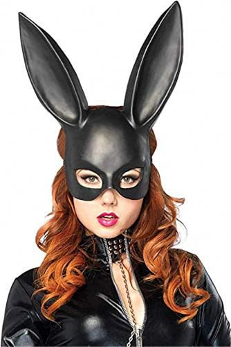 Ulalaza Frauen Bunny Mask Kostüm Black Rabbit Half Mask für Halloween Ostern Maskerade Zubehör
