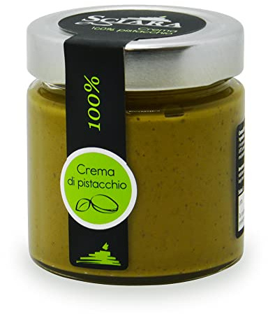 SCIARA - Crema 100% Pistacchio. Crema di Pistacchio al naturale e genuina. Senza zucchero, senza lattosio, senza glutine. Pasta pura di pistacchio. Da spalmare o per gelati e prodotti di pasticceria.