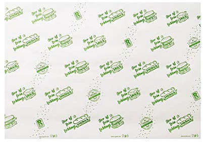 2000 Blatt Bio Hamburgerpapier Sandwichpapier Frischhaltepapier XL fettdicht 32g/m² für Burger Sandwiches Snacks eco-friendly Neutraldruck Grün 33x40cm biologisch abbaubar