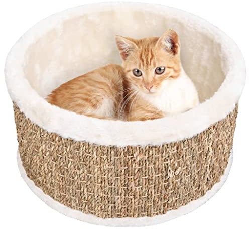 vidaXL Katzenkorb Rund 36cm Seegras Katzenbett Hundebett Schlafplatz Katzen