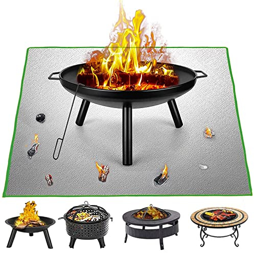 Fire Pit Mat 100x100cm Square Fireproof Mat, 2 Layer Resistant Patio Grill Mat for Decking, Grass, Lawn, Backyard and Outdoor Campsite - Under Grill Mat Pad Protector (39.4 * 39.4inch)
