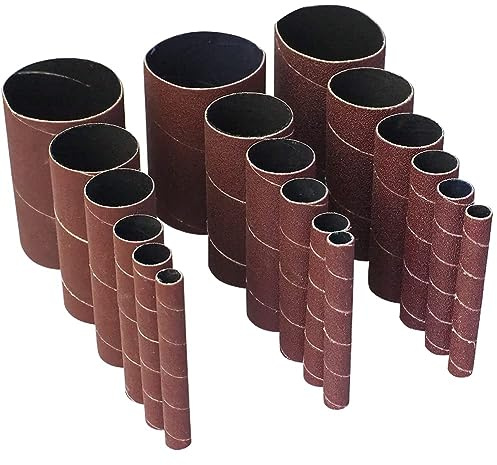 18 Pack Spindle Sander Sleeves, Sanding Sleeves for Oscillating Sander, 80 150 240 Assorted Grit Sandpaper, 4-1/2 Length, 1/2,3/4,1,1-1/2, 2, 3 Diameter