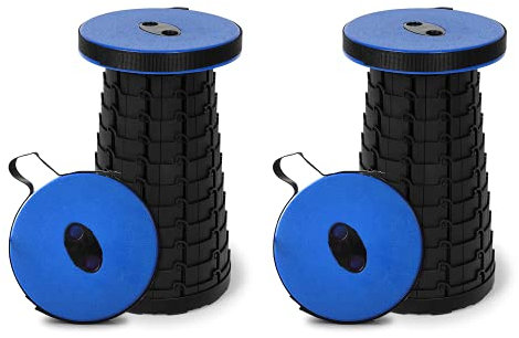 reakoo Tragbare Klapphocker 2er Set, Camping-Hocker, höhenverstellbare tragbar Teleskop-Hocker, leichte Outdoor-Camp-Sitze fürs Camping, Picknicks, Grillen, Angeln, Wandern und Reisen