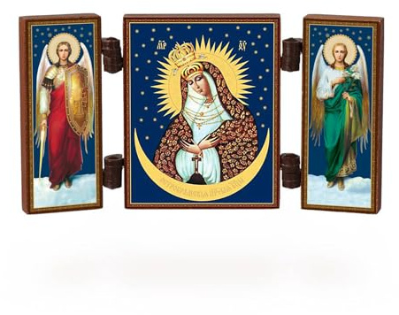 NKlaus Triptychon ikonen engel triptychon, christliche Ikone, Holz, 1 Stück | Triptychon; Reisealtar; Herz; Gewicht: 26 G; 9,5 x 5,2 x 0,6 cm; B075MCYVDJ; orthodox cross; gott vater ikone; B017T0JRUC