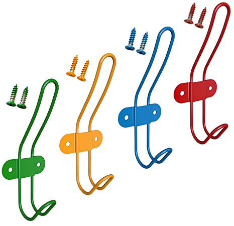 Zagxuade Wall Coat Hooks for Girls and Boys, Children Colorful Wall Mounted Hooks Rack for Hanging Towels, Clothes, Robe, Hat, Umbrella in Nursery Bedroom and Living Room