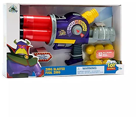 Disney Evil Emperor Zurg Blaster, Toy Story + 12 balles en mousse phosphorescentes + tir de 6,1 m + lumières et effets sonores