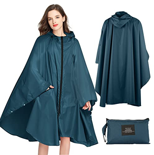 GRTLPOK Lively Life Lightweight Waterproof Rain Poncho for Women Men, Windproof Reusable Ripstop Breathable Raincoat with Hood for Outdoor Activities Quick Dry Hooded Raincoat Free Size