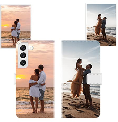 Sunrive Personalisierte hülle kompatibel mit Samsung Galaxy S22 5G Handyhülle Benutzerdefiniert,Schutzhülle Lederhülle handykette universal Etui mit Eigenem Foto Bild Text Individuelle