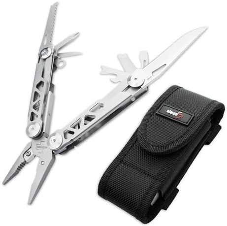 BÖKER PLUS® Specialist Pro - EDC Muti-Tool mit Clip & Gürtel-Tasche - Edelstahl Multifunktions-Werkzeug leicht - Survival- & Outdoor-Tool mit Kombi-Zange, Säge, Messer, Flaschen- & Dosen-Öffner