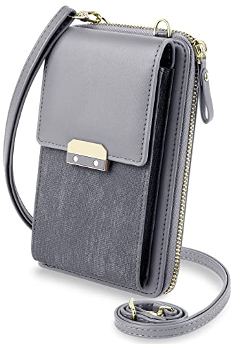 Aucuu Crossbody Phone Bag, Nylon Mini Crossbody Shoulder Bag Wrist Bag with Detachable Adjustable Straps, Cellphone Purse Armband with Headphone Port for cellphones under 7 inches (Silver)